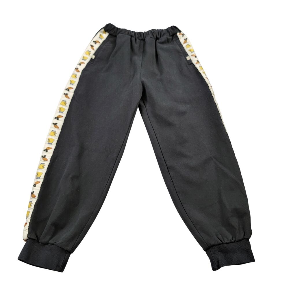 Octopus-Me Kids Black Jogger Sweatpants Size M Cartoon Side Stripe Preowned